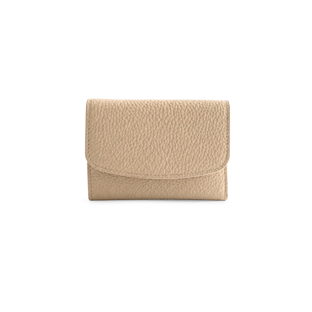 K&Co. Genuine Leather Flapover Card Wallet - BEIGE